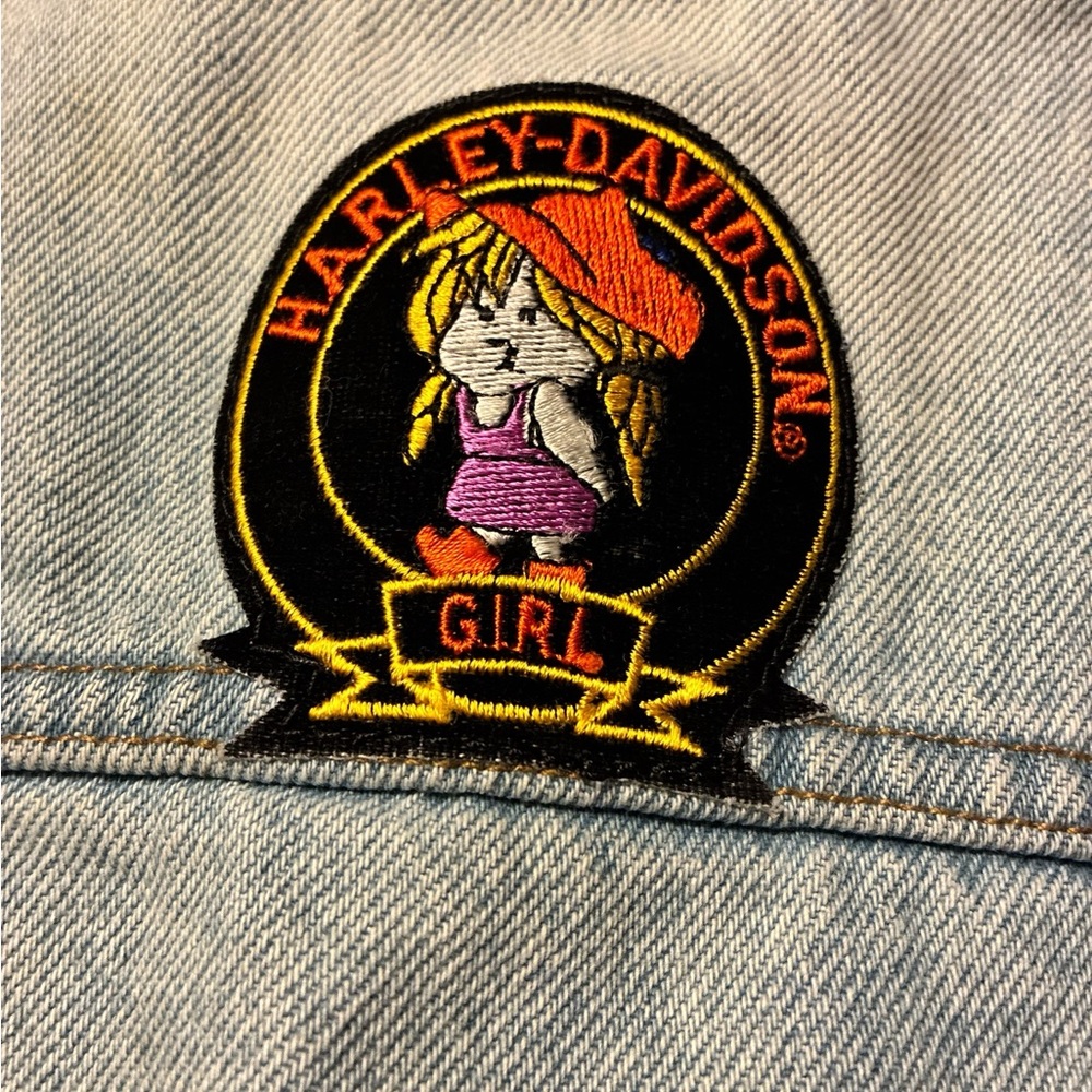 Vintage Denim Republic Harley Davidson Patch Biker Vest Women's Medium - Picture 6 of 10